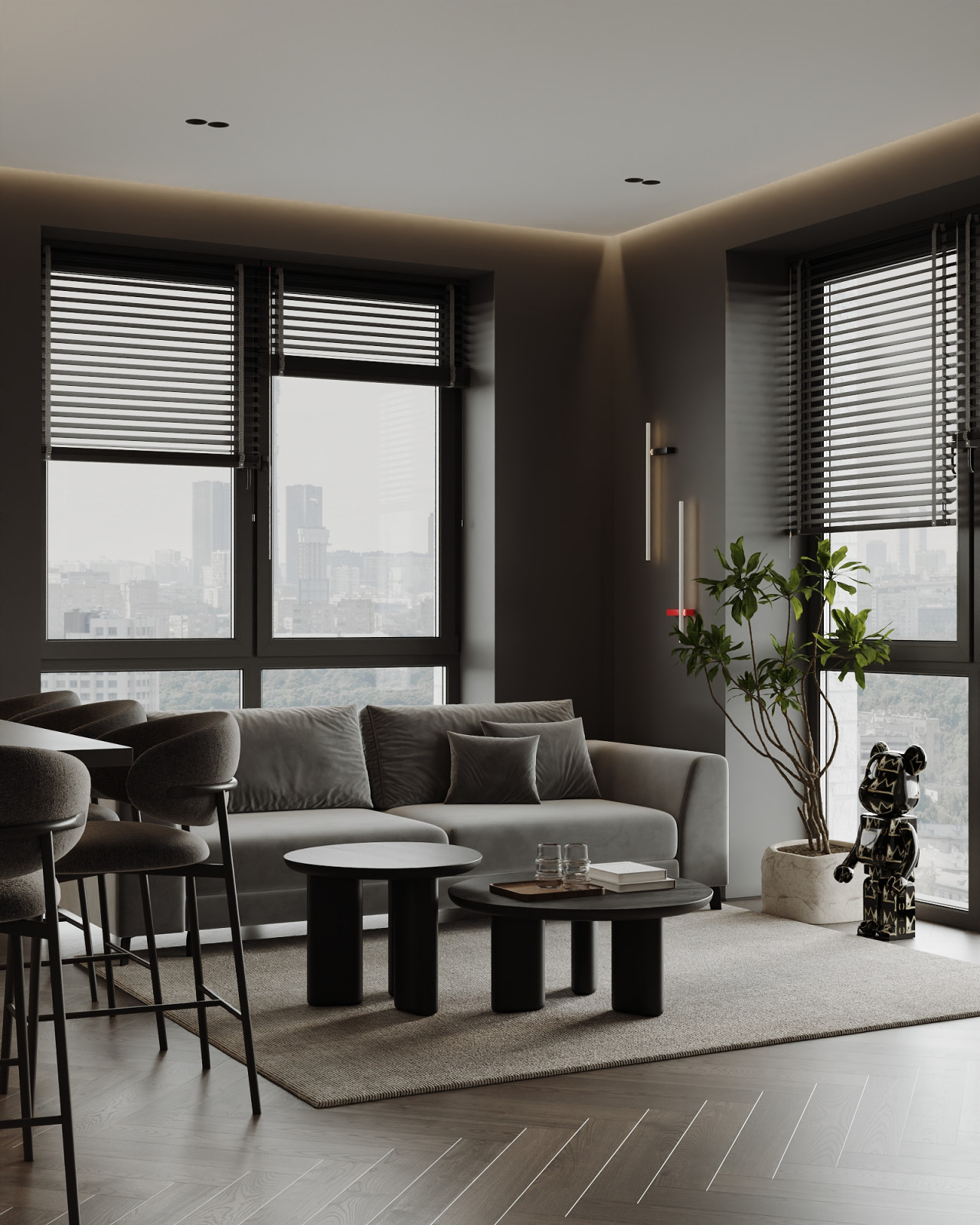 Обложка проекта: Темный интерьер квартиры 75 м² в ЖК "Costura Town"