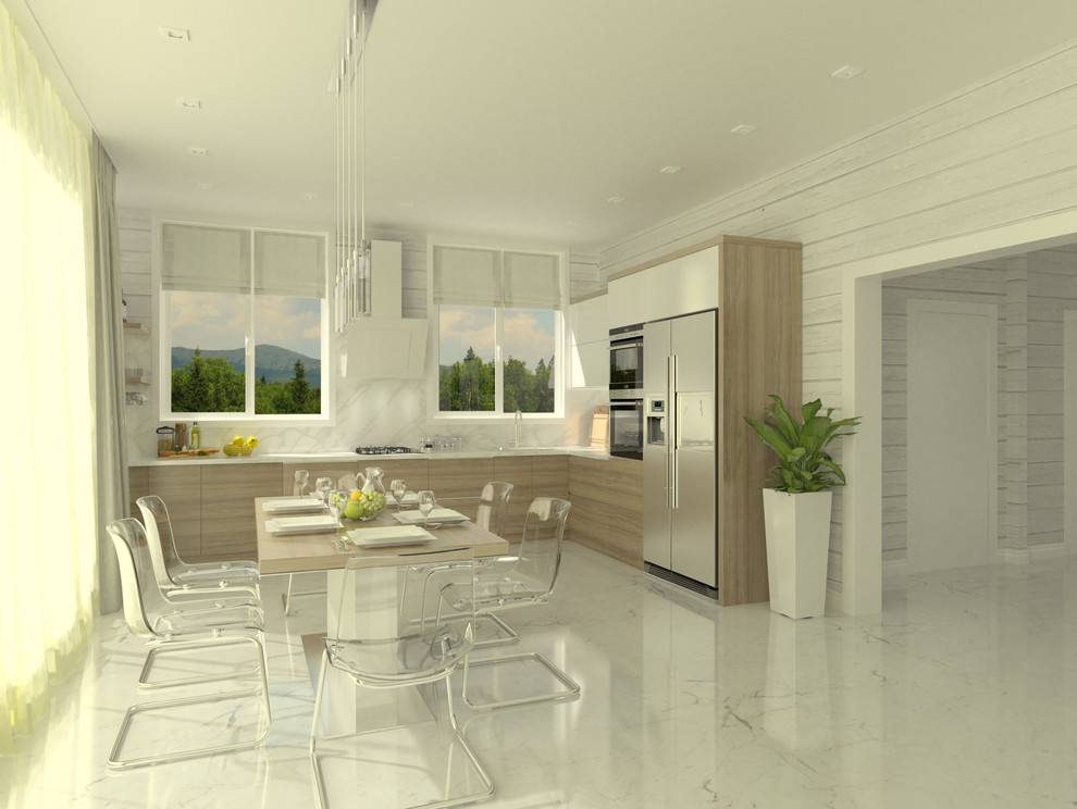 Обложка проекта: Интерьер кухни-гостиной в загородном доме из клееного бруса, г. Ижевск