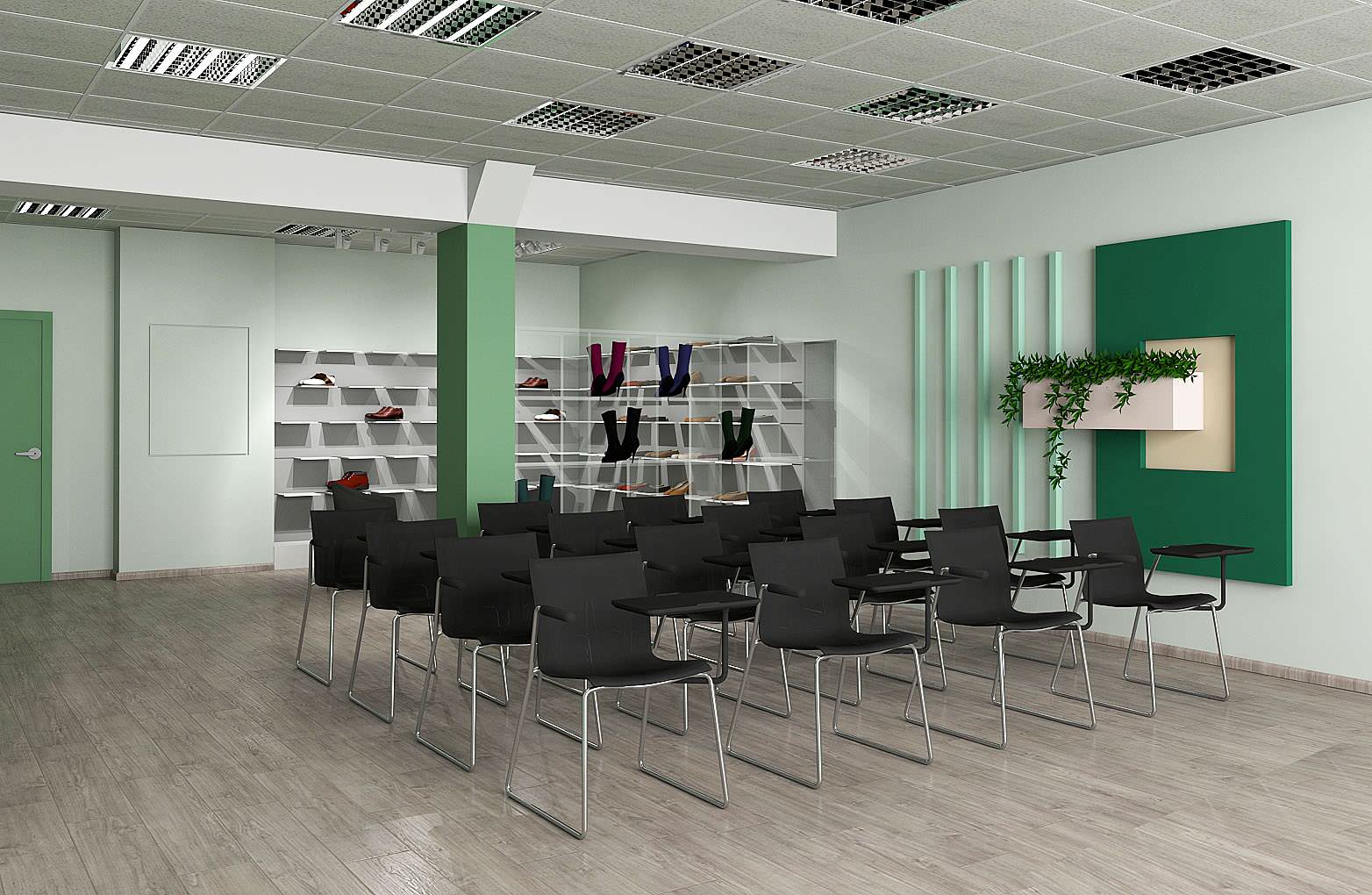 Выставочный зал и учебный класс для Московской фабрики ортопедической обуви.