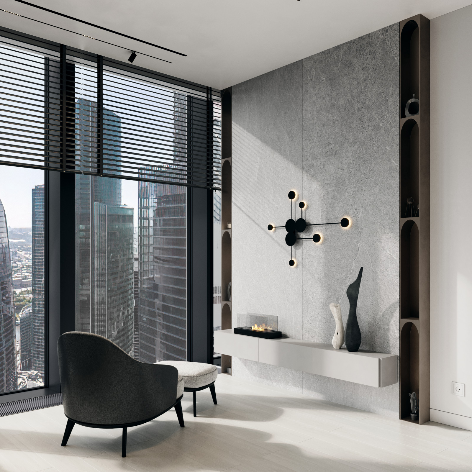 Дизайн интерьера апартаментов в Neva Towers, Москва-Сити (56 м2)