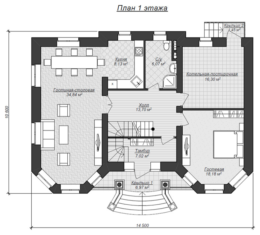 Коттедж с двумя эркерами
