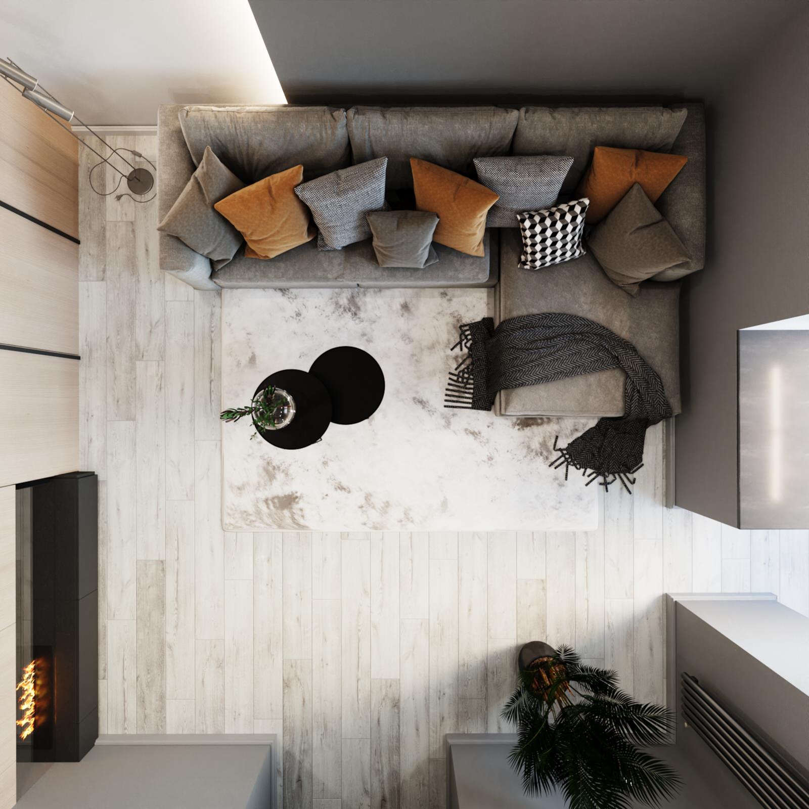 Современная гостиная для молодой пары ЖК Звезда г.Саратов