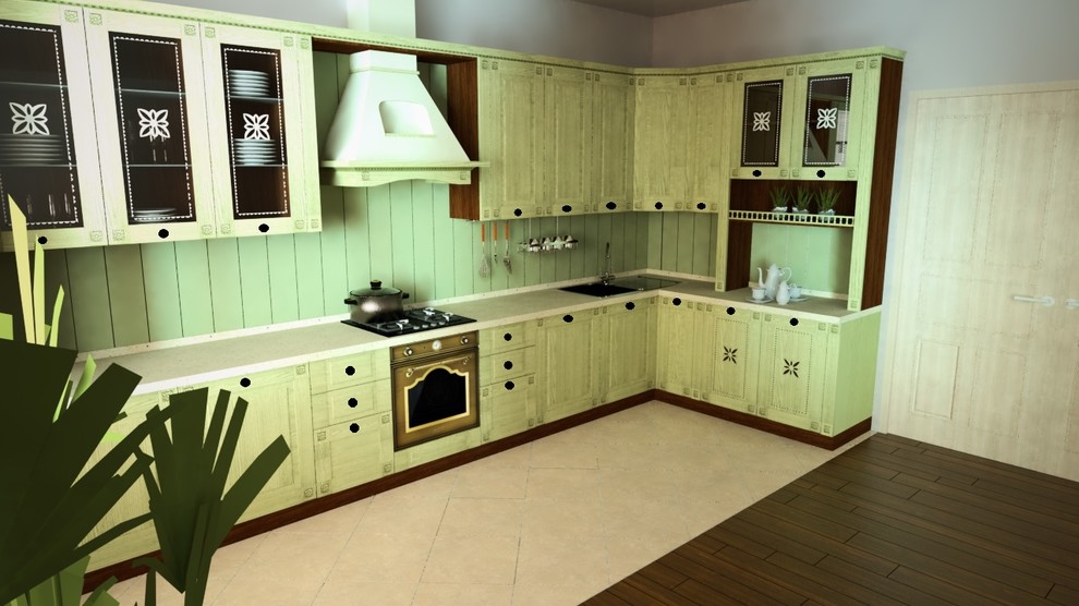 Обложка проекта: Кухня в стиле кантри/прованс с фасадами Флореале Верде