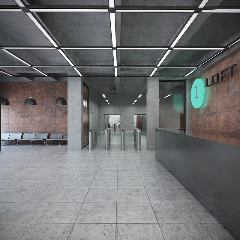 Бизнес-центр на "Трехгорке". Вестибюль. Ресепция.