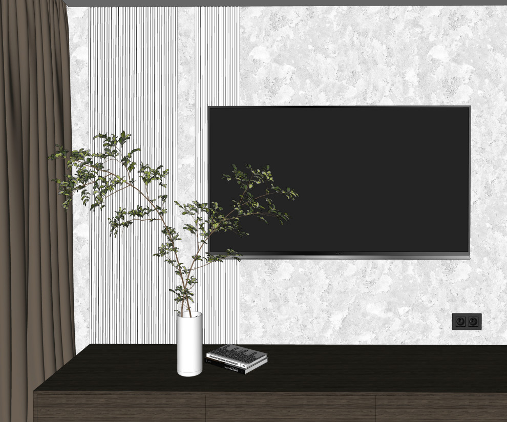 Обложка проекта: Эскизная визуализация гостиной со спальной зоной в квартире-студии