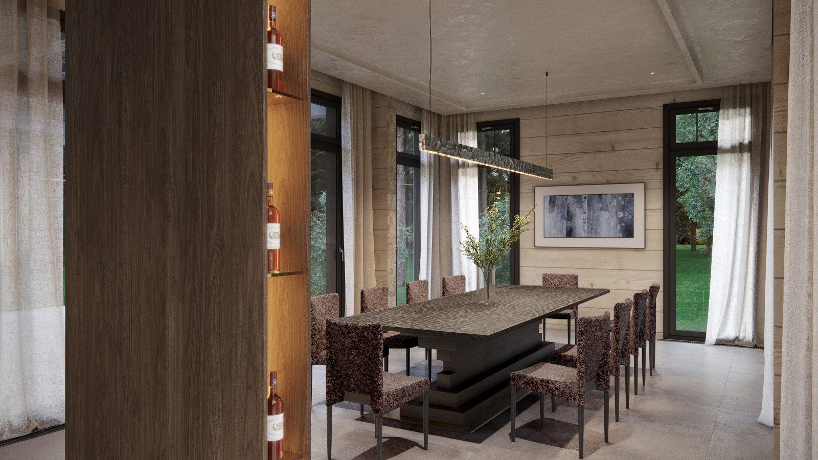 Интерьер подмосковного брусового дома компании Honka