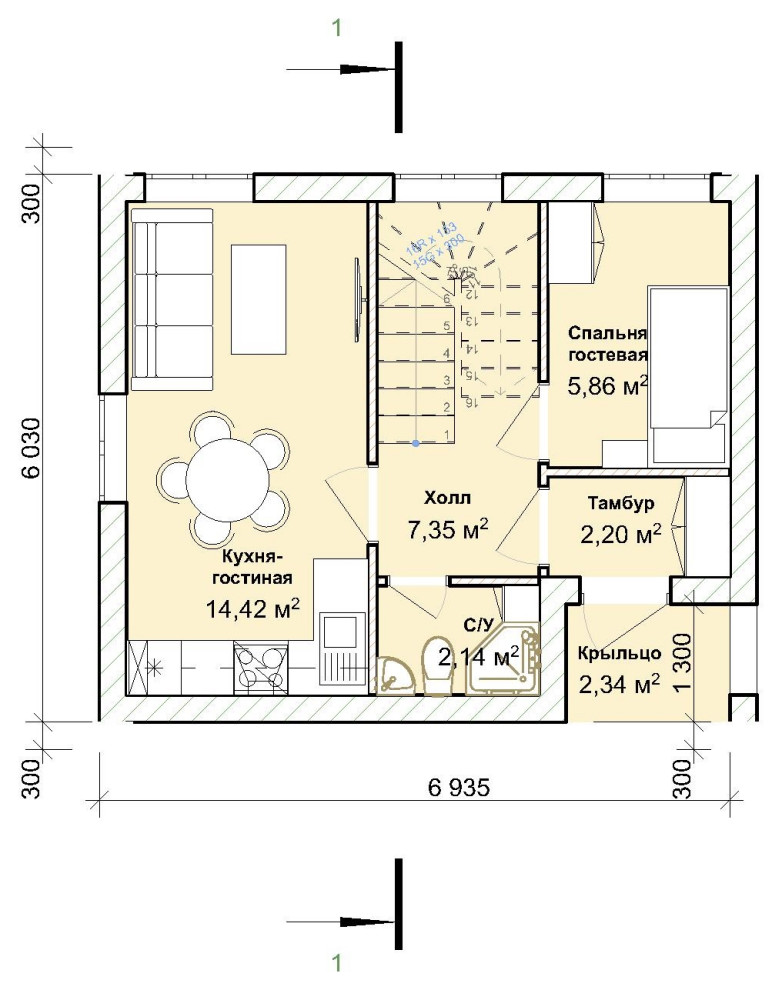 Двухэтажный дачный дом 6х7 с мансардой из газобетона под ключ