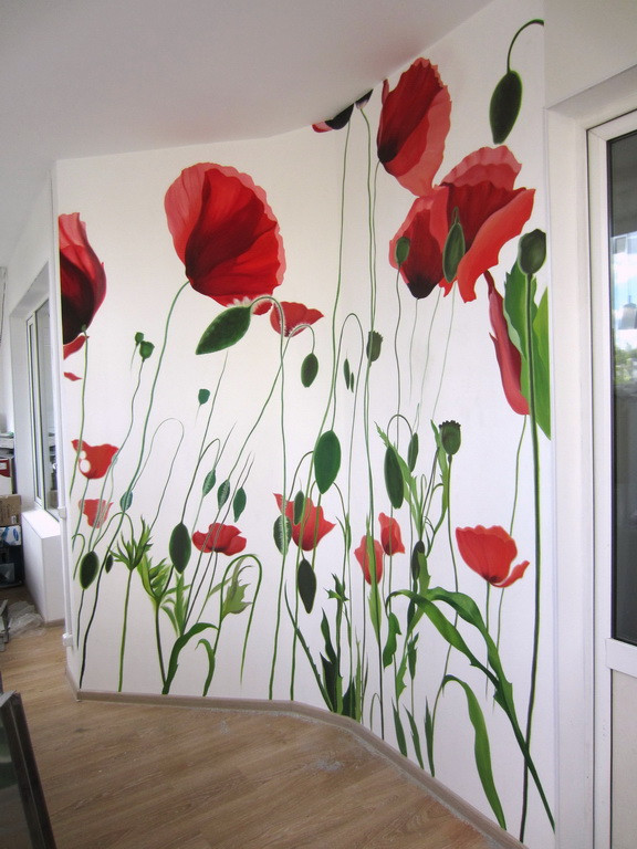 Обложка проекта: Красные маки - роспись стен в офисе
