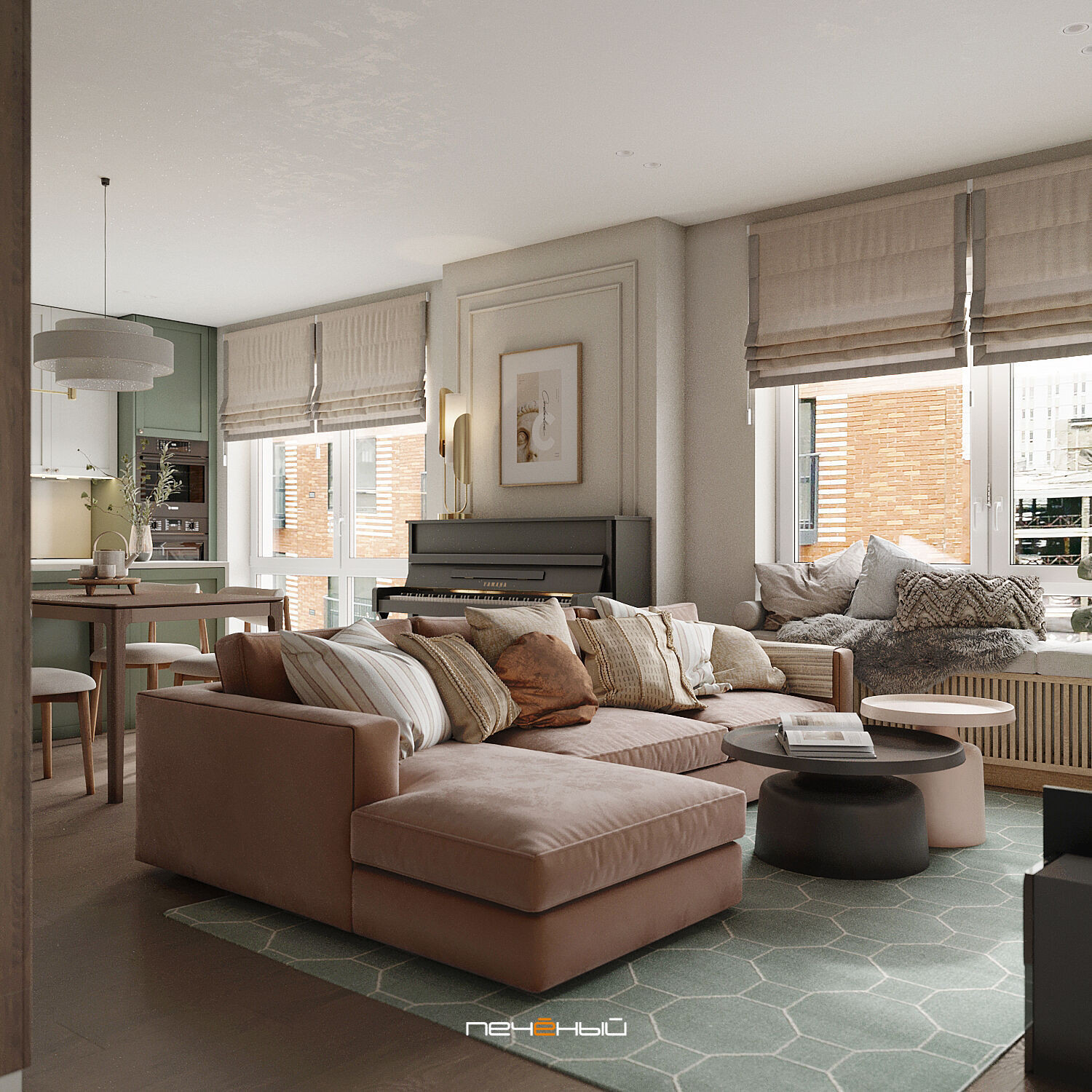 2025 Дизайн 4-комн. квартиры 112 м² в современном стиле, Москва, ЖК Барклая  6