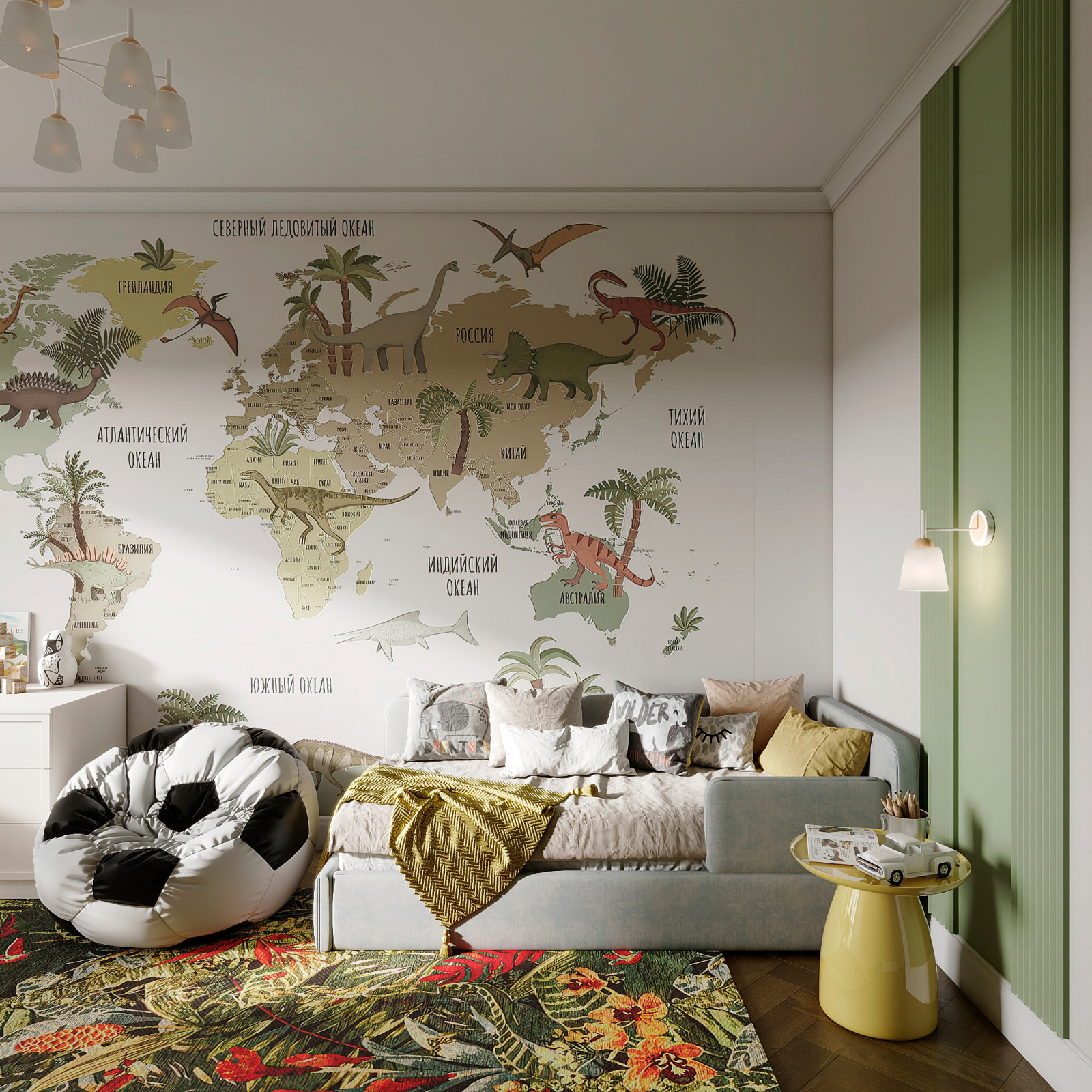 Утонченный проект с использованием разных стилей для семьи с двумя детьми