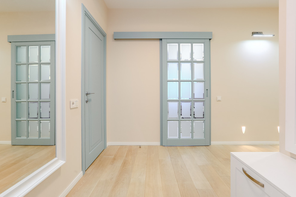 apartment with light blue doors