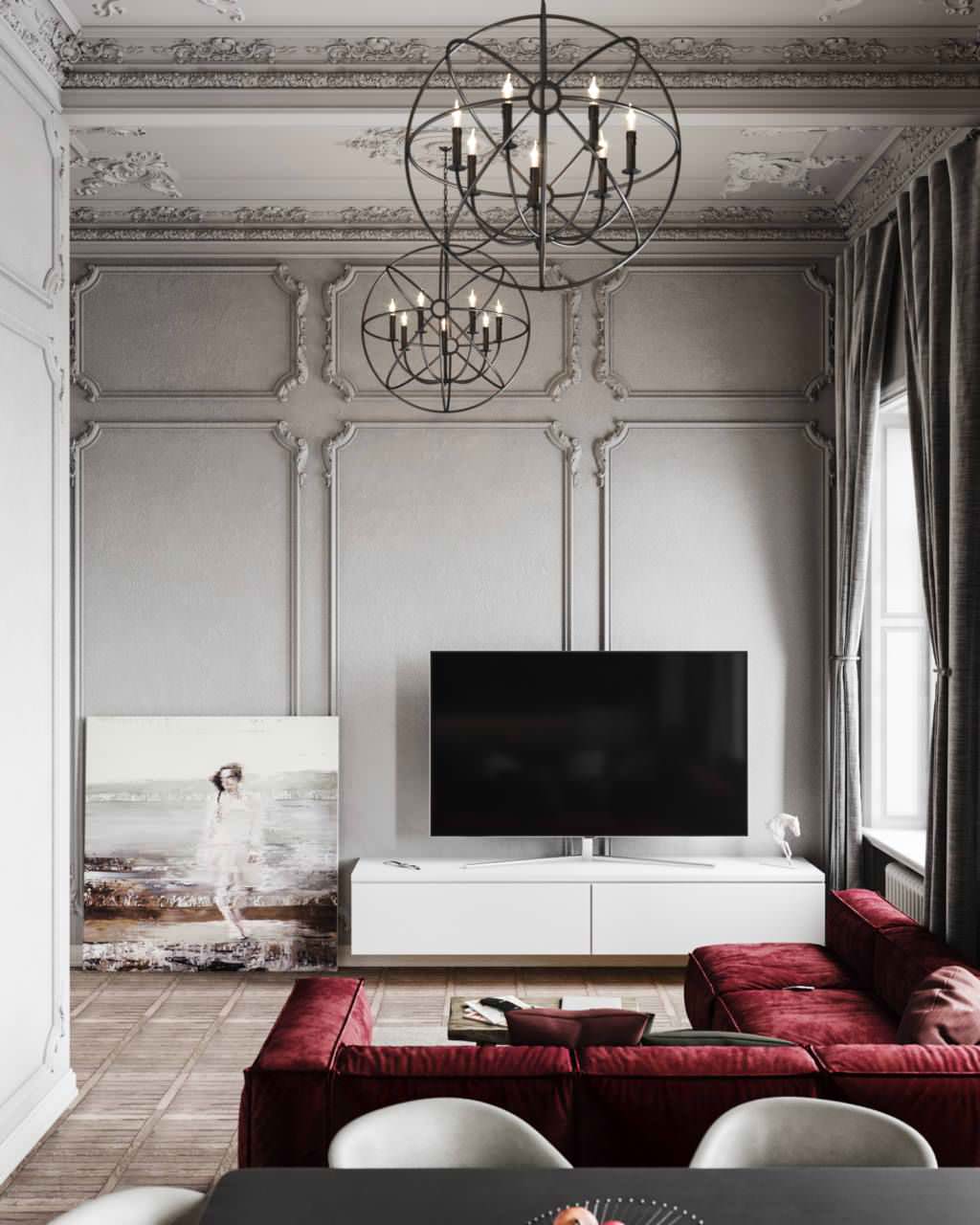 One bedroom apartment 65 m² in eclectic style