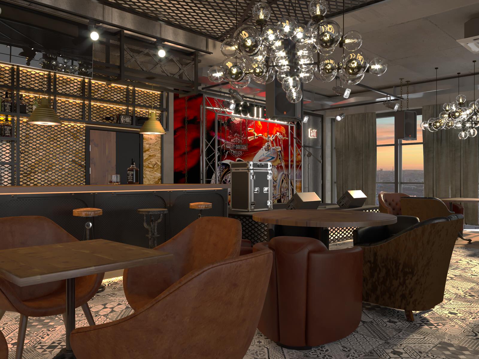 Дизайн-проект ресторана для Harley-Davidson Самара