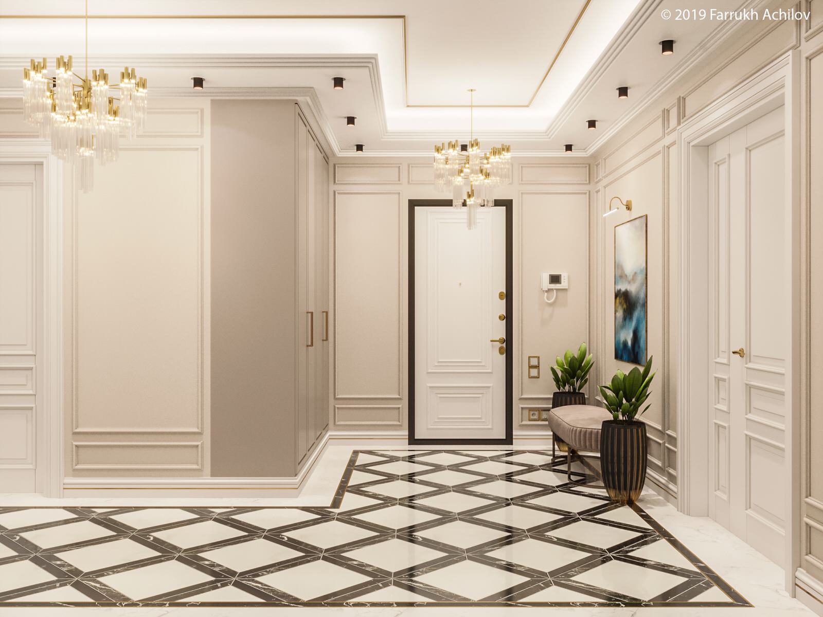 Обложка проекта: 4 комнатная квартира в неоклассическом стиле