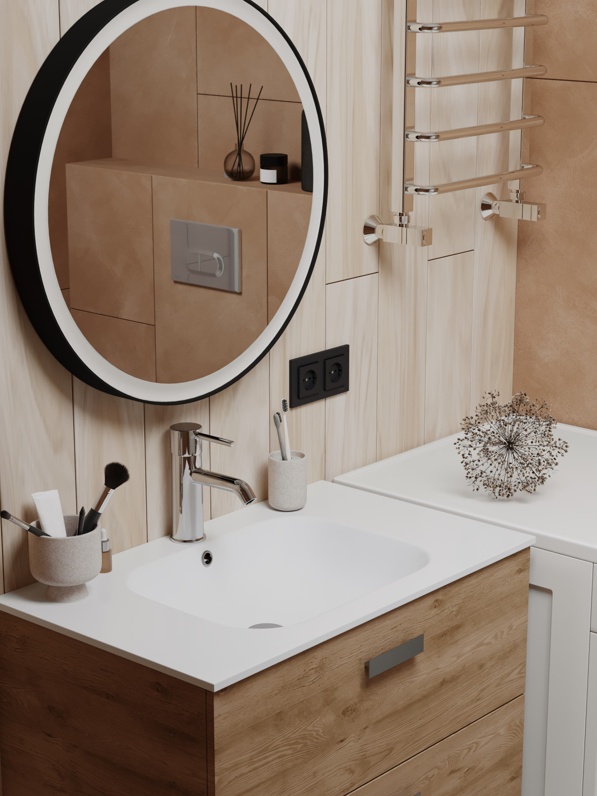 3D визуализация двухкомнатной квартиры в скандинавском стиле