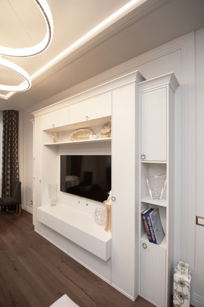 Стеллаж в гостиную для оформления ТВ-зоны