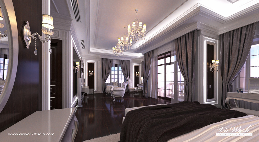 Luxury neoclassical bedroom interior. Bedroom in the H Residence