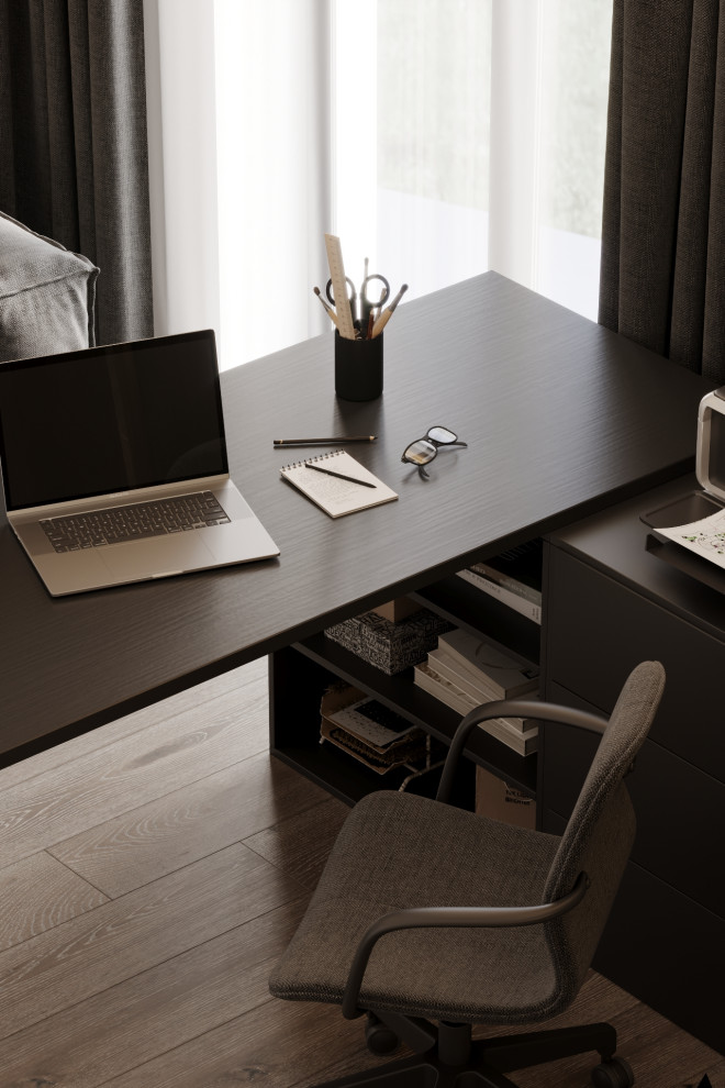 Визуализация кабинета и санузла в коттедже в д. Конохово