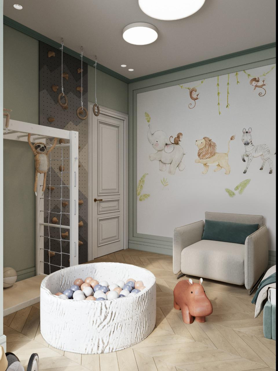 Квартира 100м.кв. в светло-зеленых оттенках оттенках