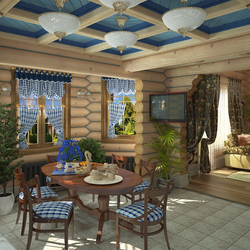 Дизайн дома из оцилиндрованного бревна