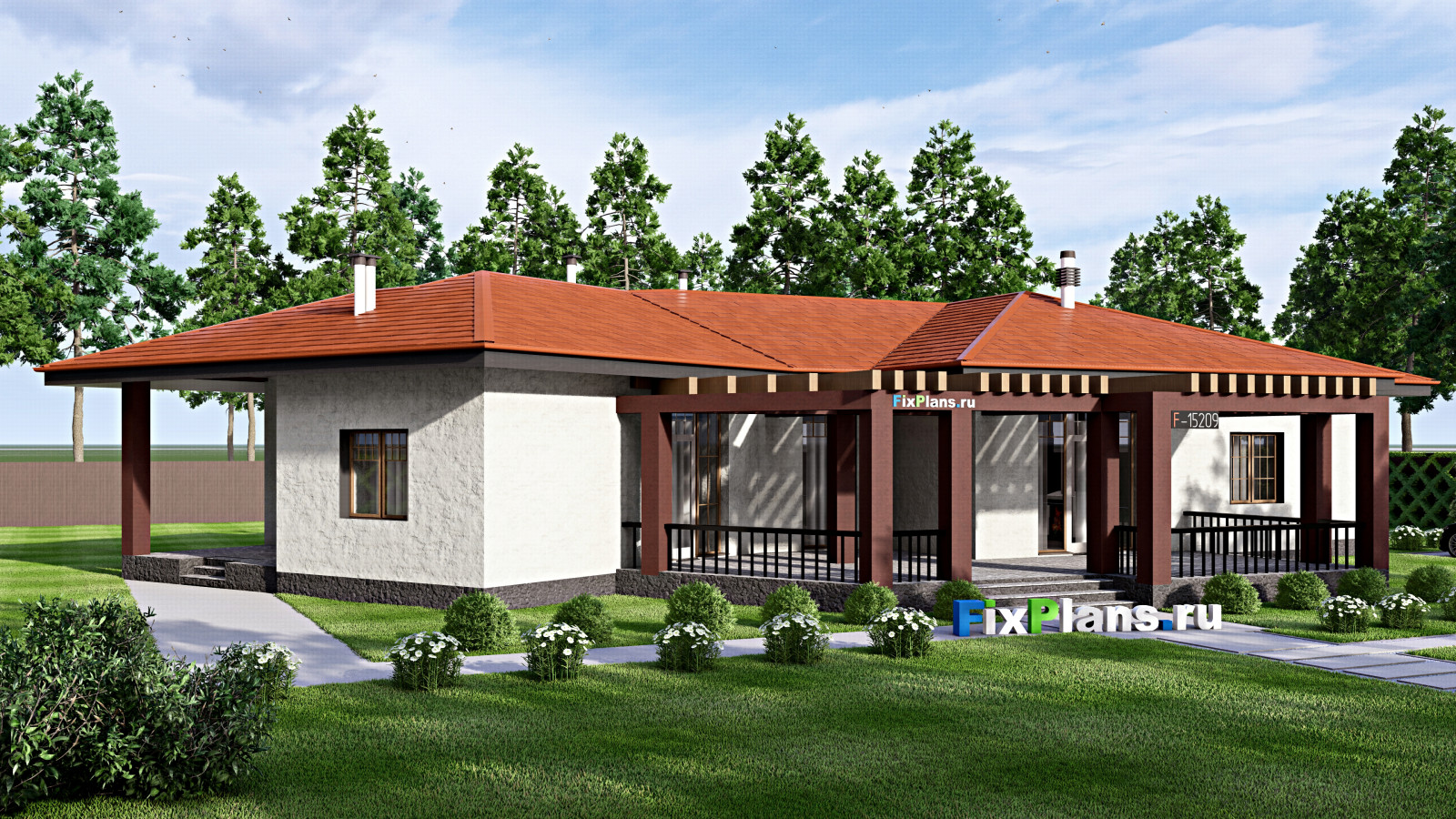 Проект одноэтажного дома 21х28м S274м2 F-15209