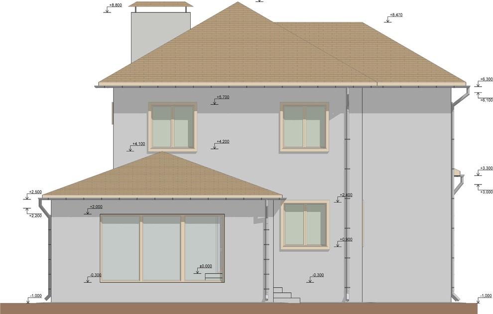 Архитектурное решение 2-х этажного коттеджа площадью 245м2