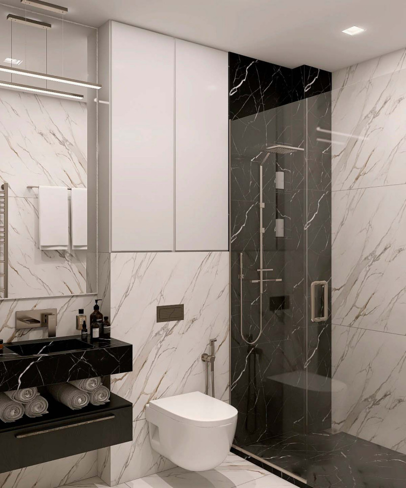 Монохром в двухкомнатной квартире для молодой пары