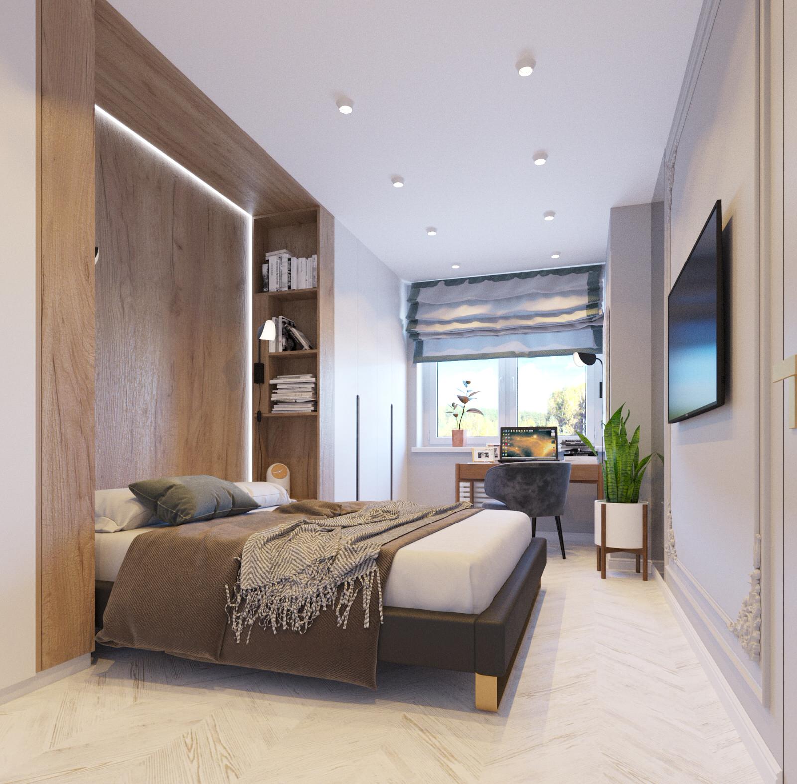 Обложка проекта: спальня в ЖК Орбита