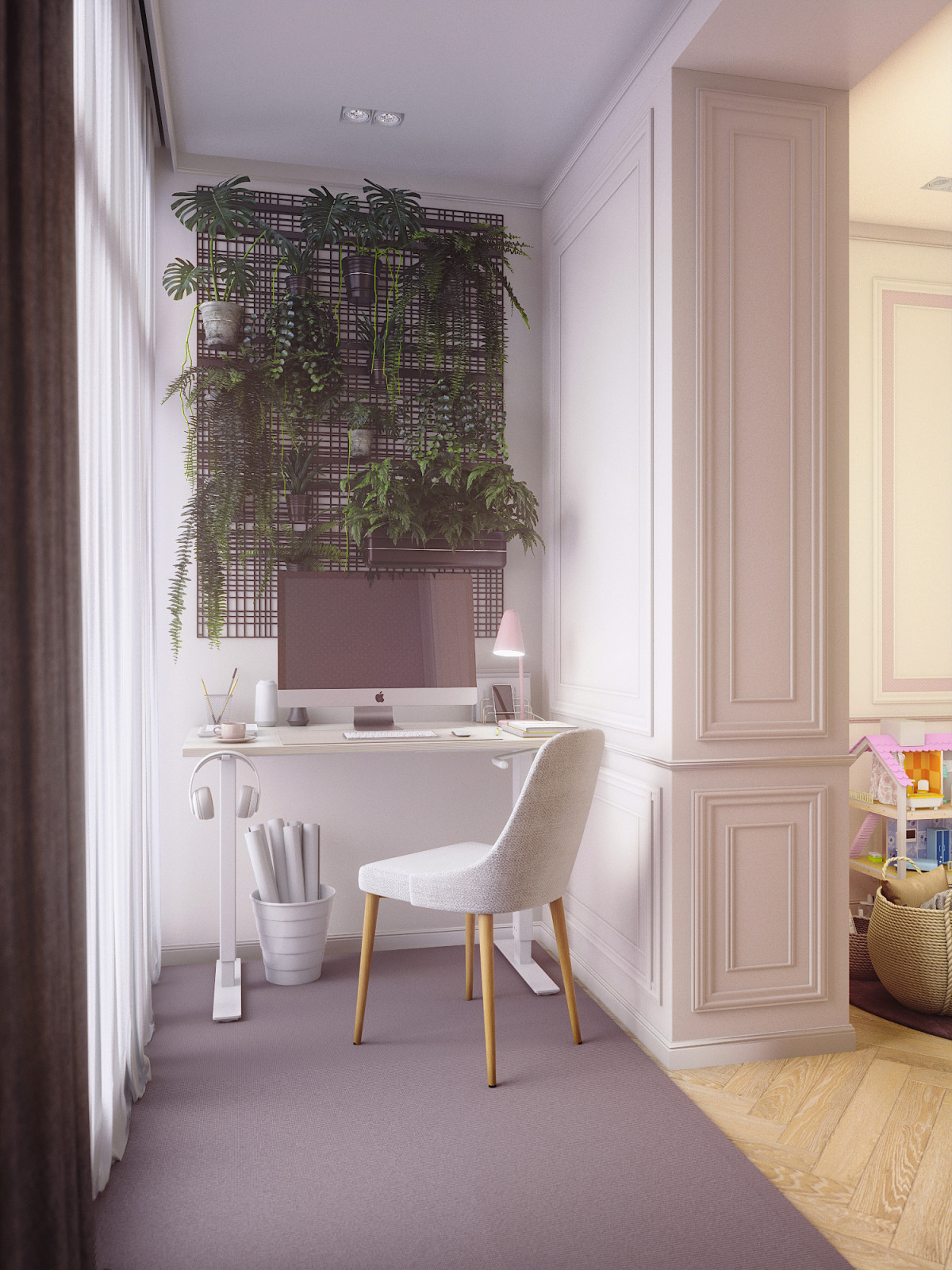 Дизайн-проект квартиры 120 кв.м.  Детская для девочки (старшая)