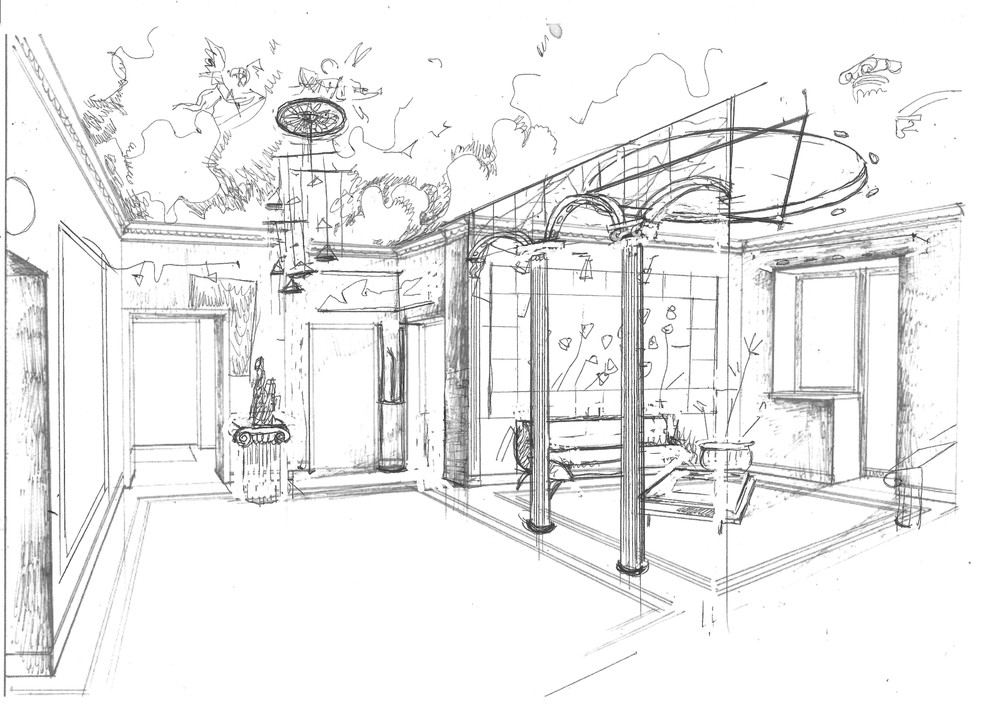 Эскизы от руки. Прихожая в квартире пивовара.