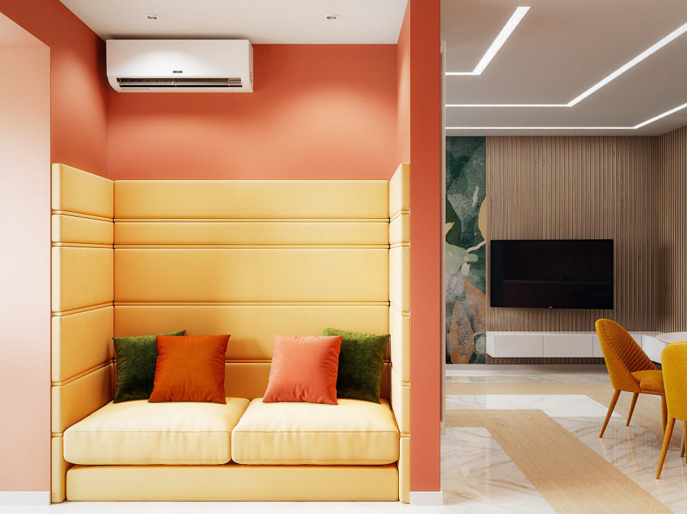 Гостиная кухня в сочных цветах