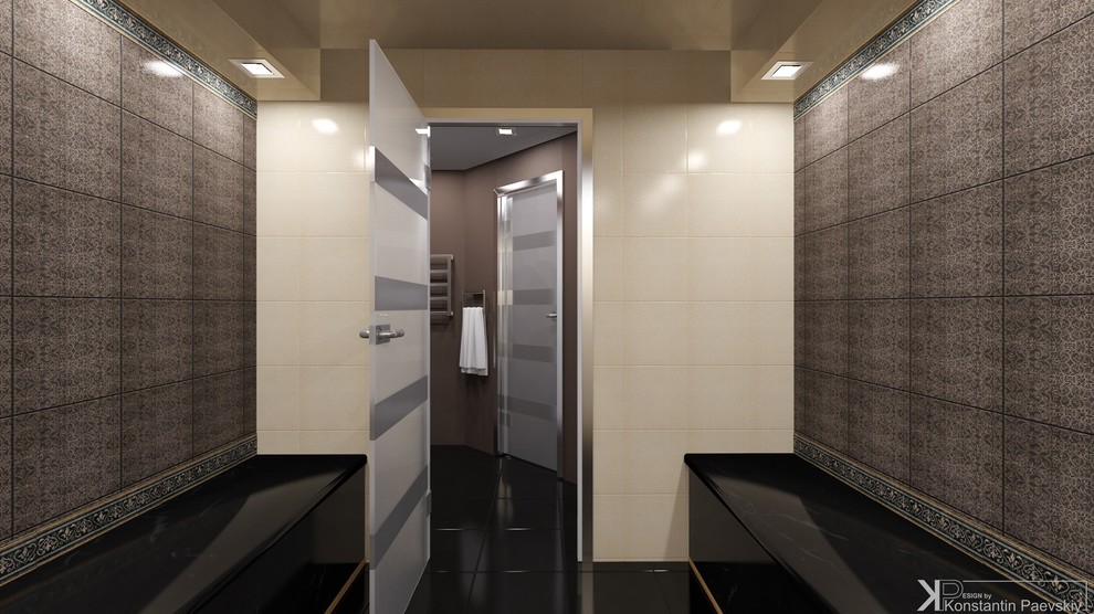 Интерьер таунхауса в современном стиле (монохром)