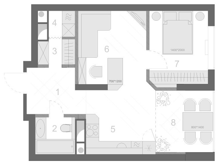 План расстановки мебели и техники: примеры