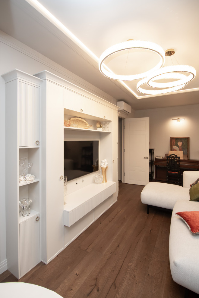 Стеллаж в гостиную для оформления ТВ-зоны