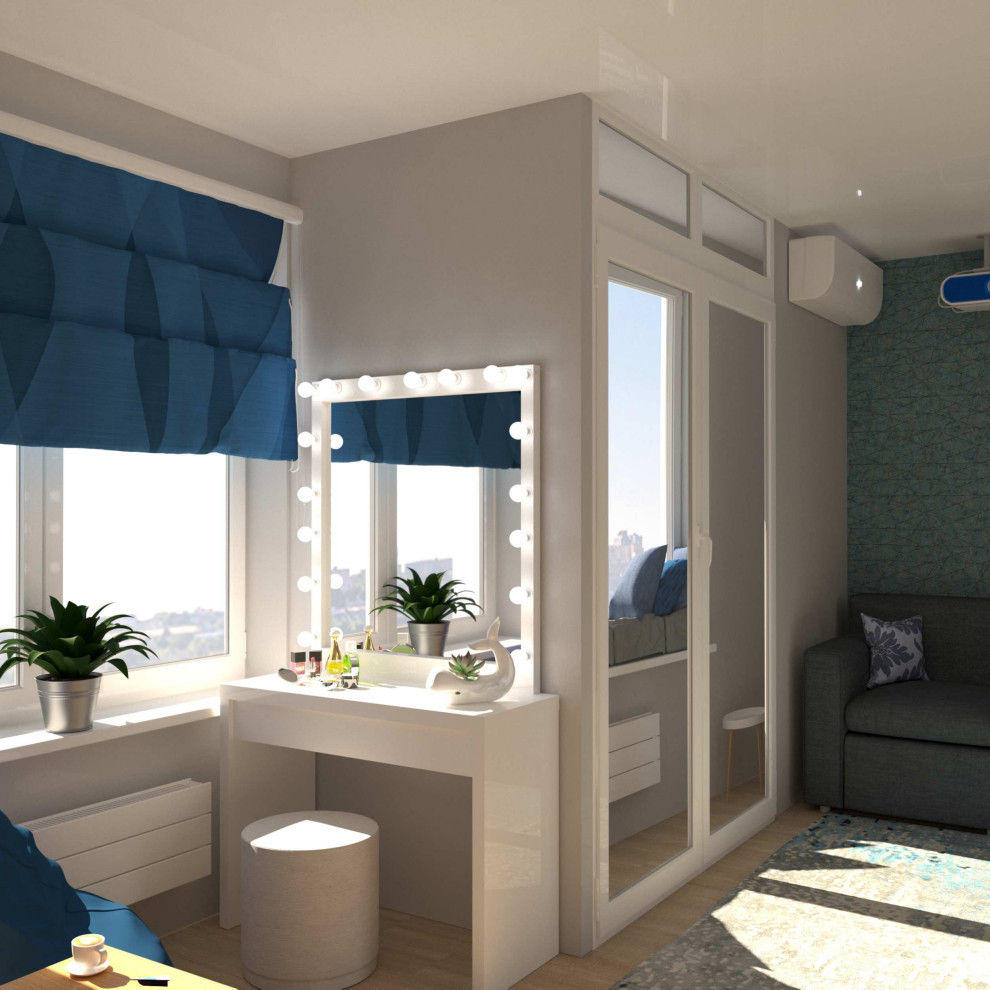 Дизайн-проект основной комнаты в квартире студии ЖК Панорама