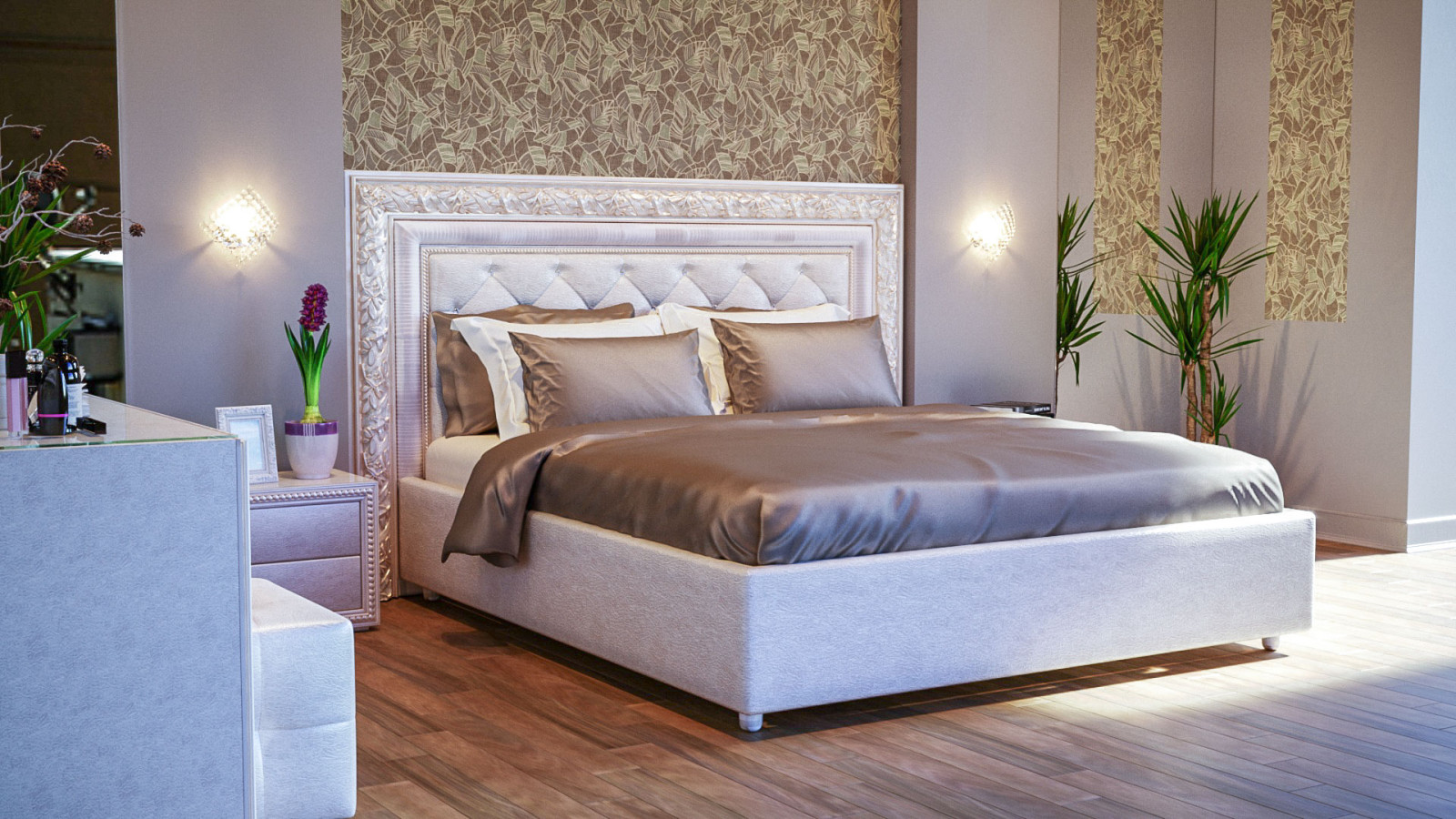 В углах стен установлены зеркала для расширения пространства