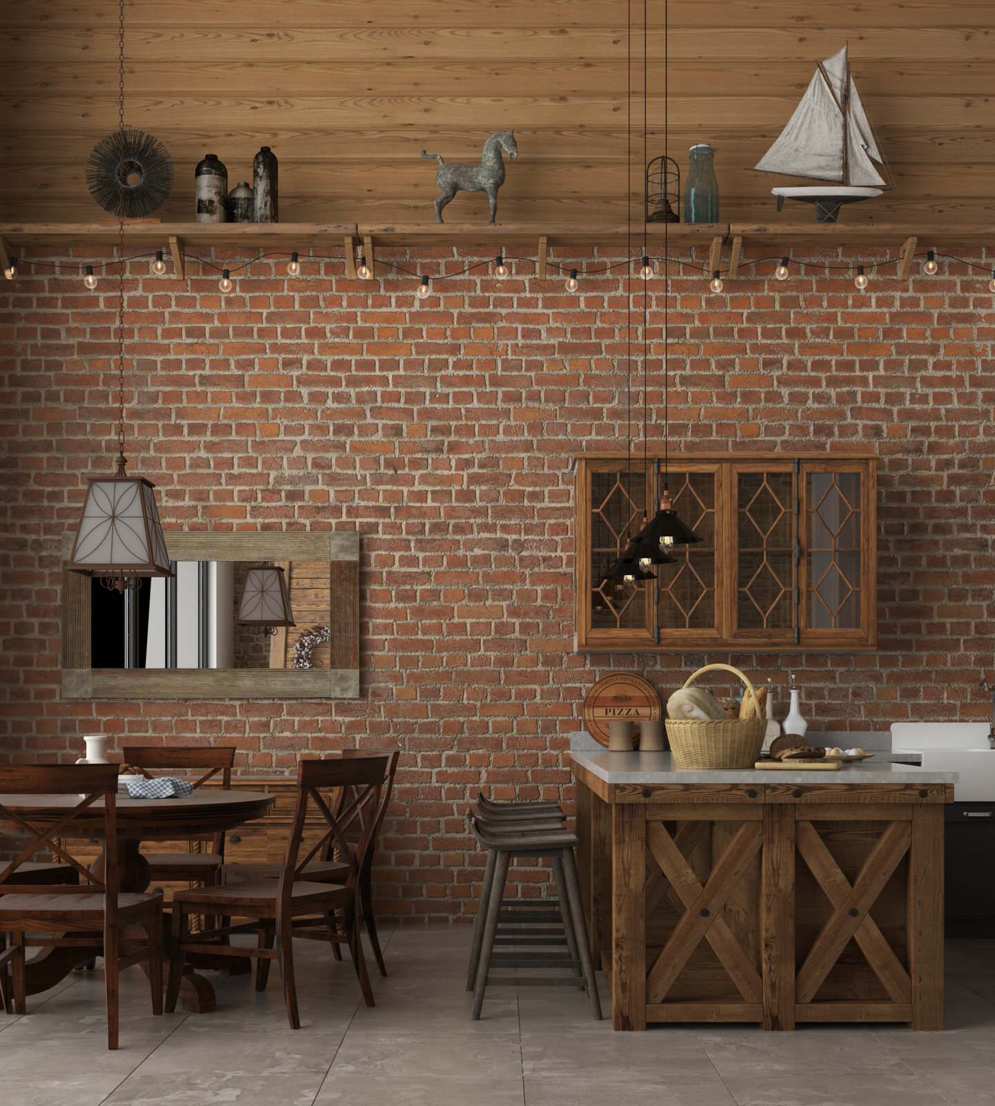 дизайн-проект интерьера деревянного загородного дома