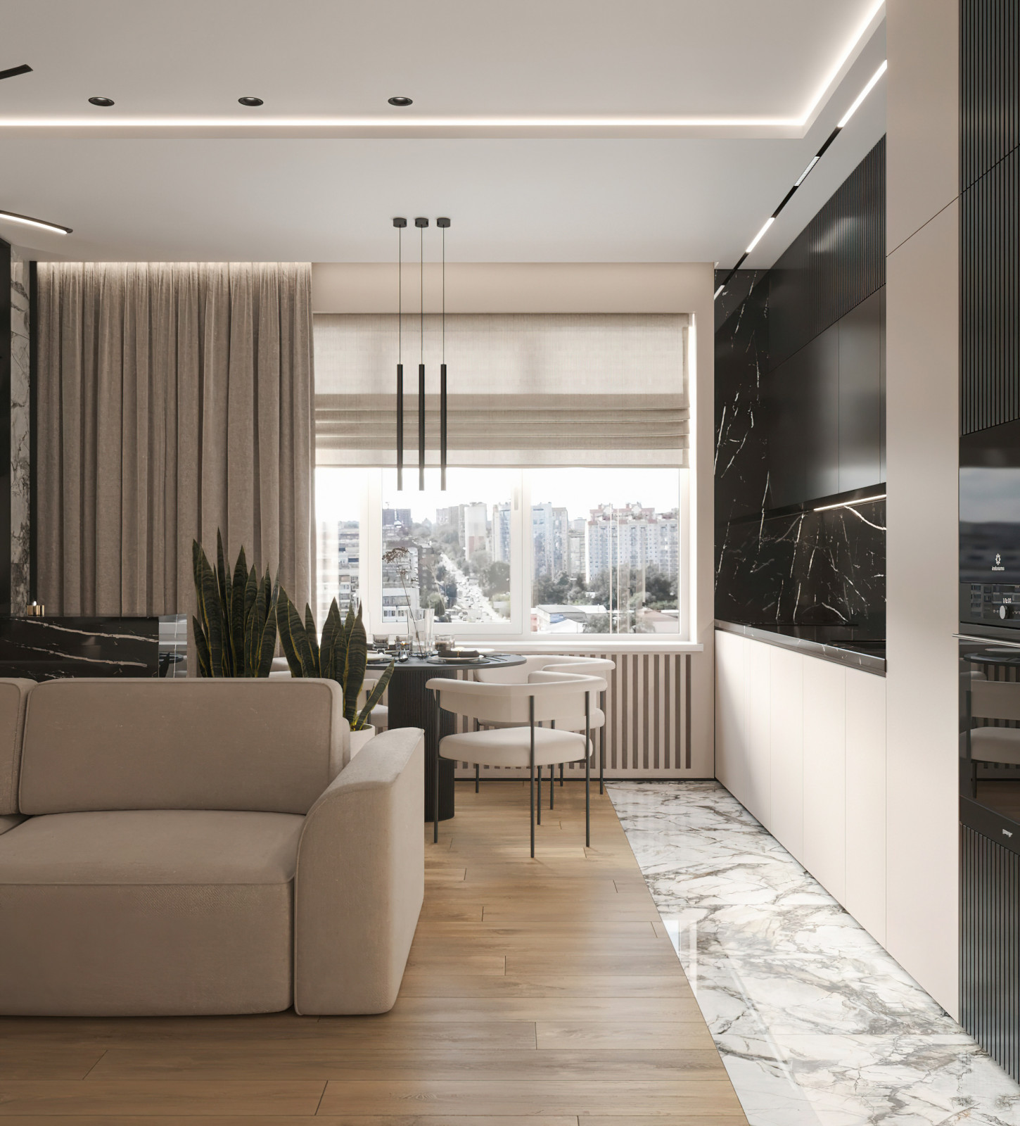 17. Marble 106м². Кухня-гостиная