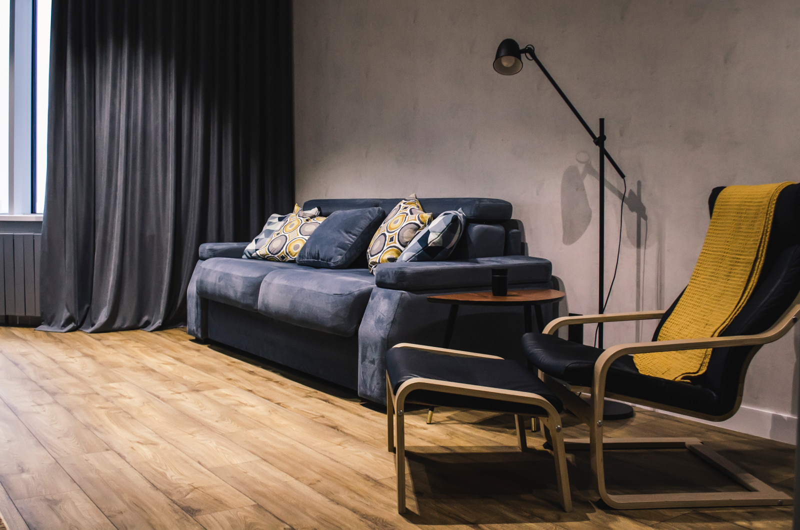 Monochrome apartments for young man on 24th floor