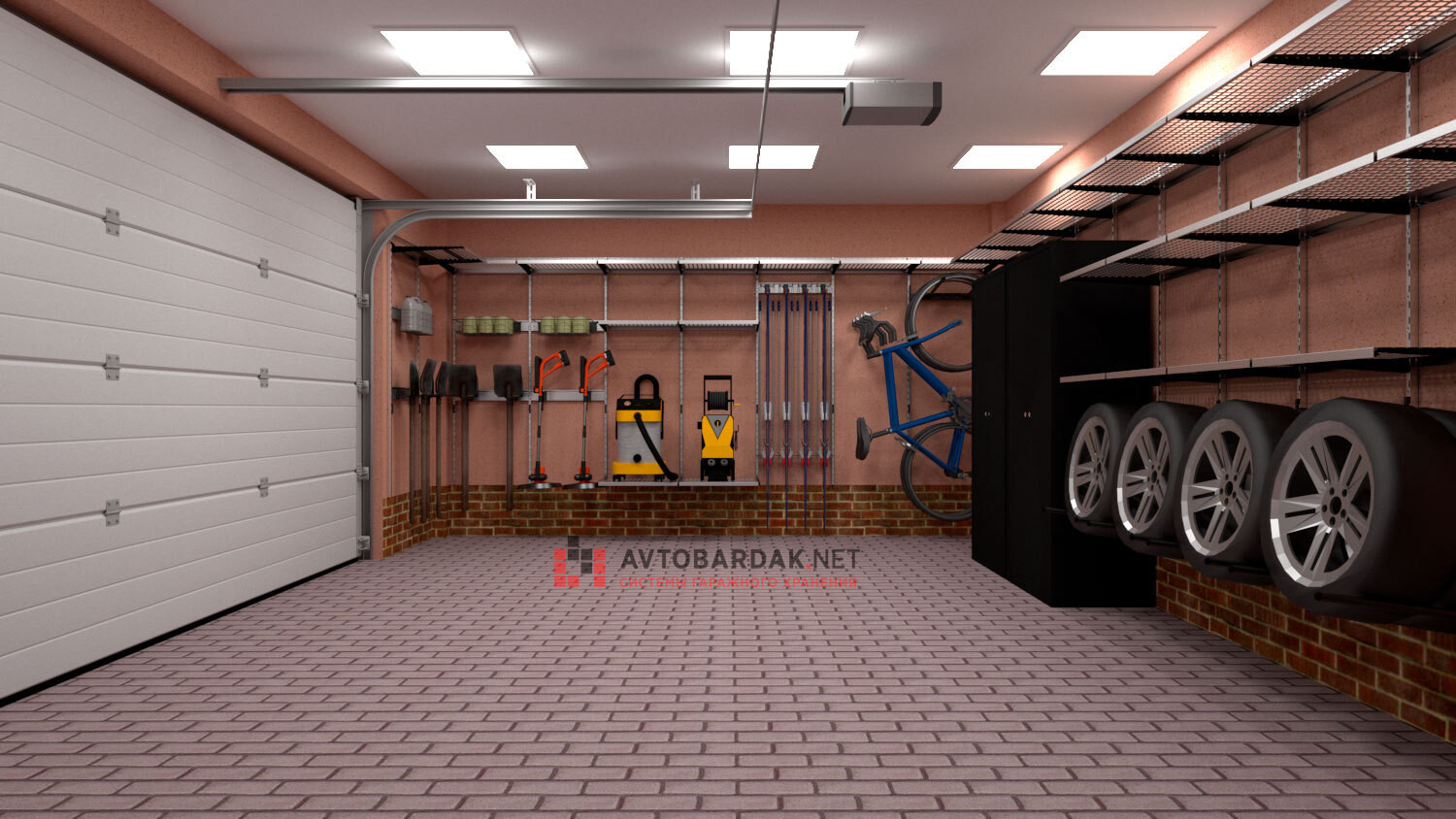 Проект №40: гараж для машины и квадроцикла+ шины, спортивный и садовый инвентарь