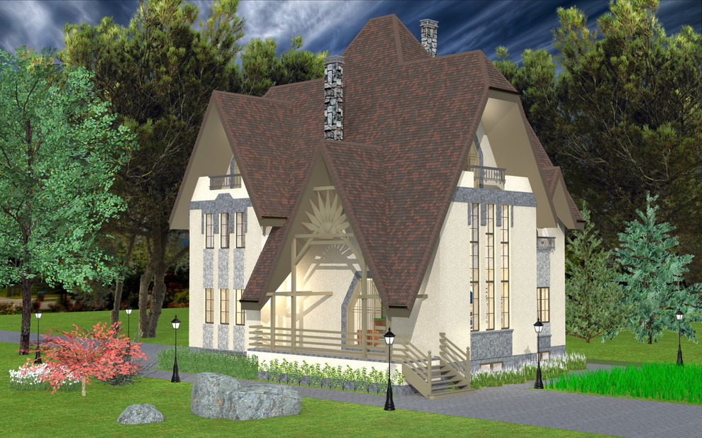 Кирпичный коттедж в 4 этажа