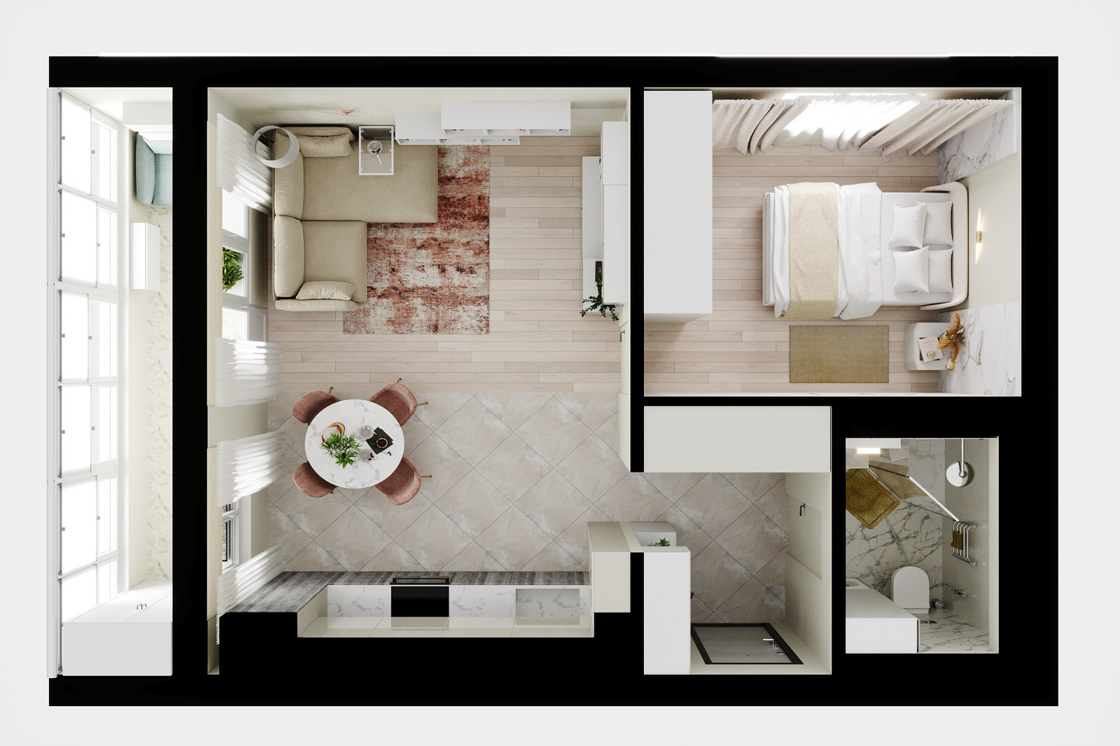 Обложка проекта: Двухкомнатная квартира для женщины