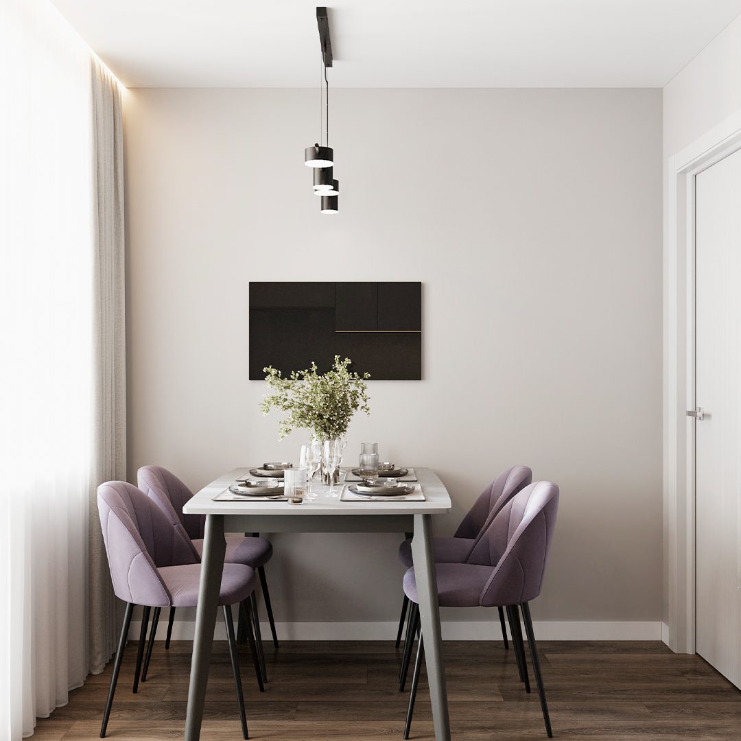 Лавандовая дымка: красивая и функциональная двушка 47 кв.м под Петербургом