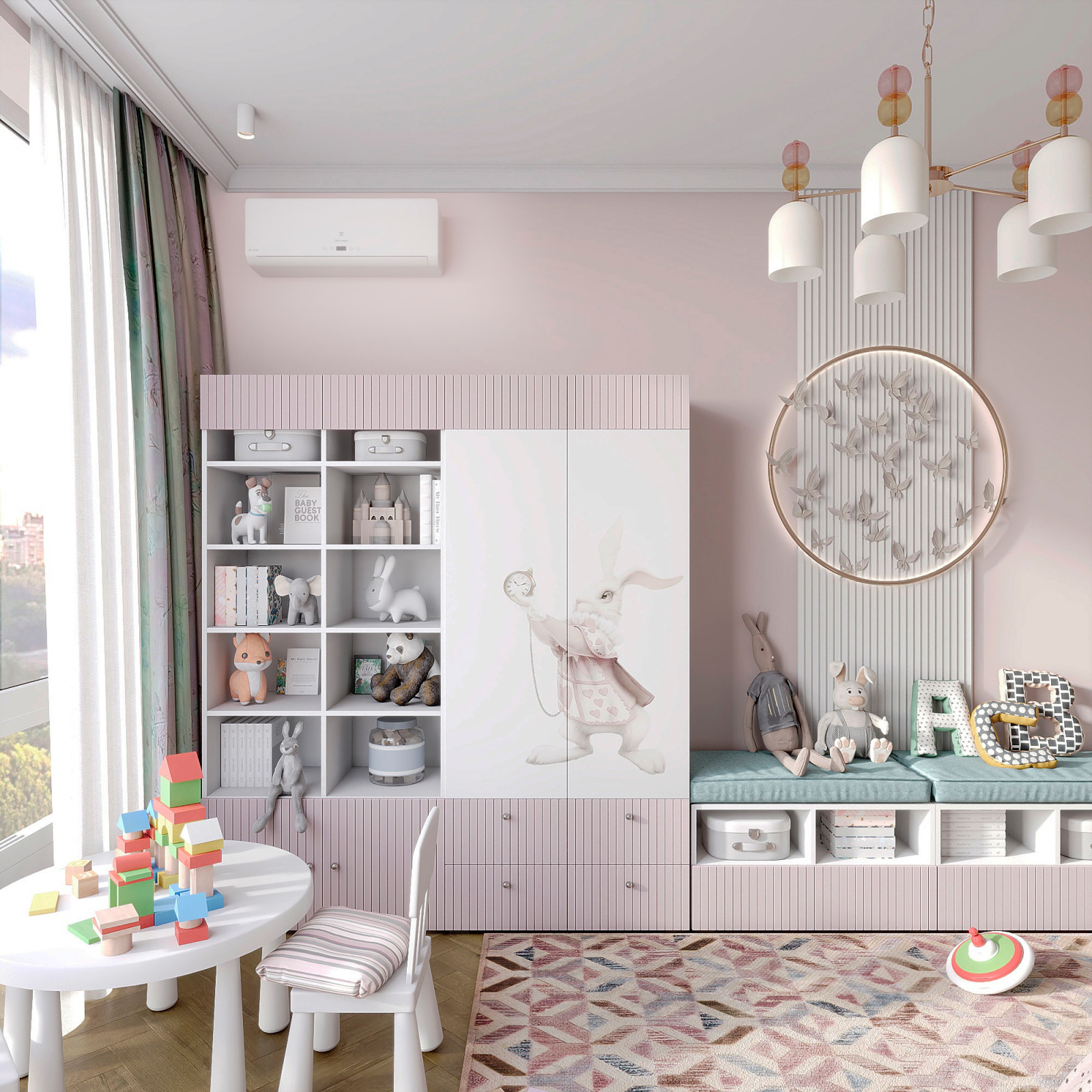 Утонченный проект с использованием разных стилей для семьи с двумя детьми