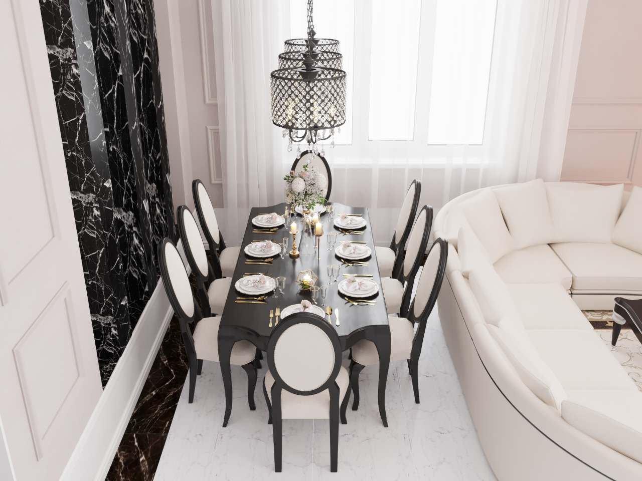 Загородный дом (кухня,гостиная) в стиле арт деко