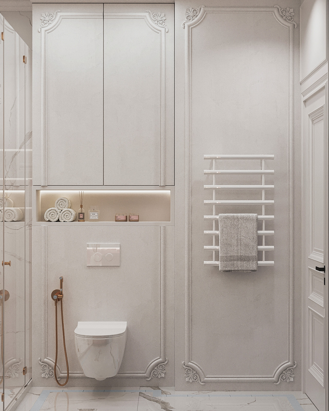 Стильный интерьер с элементами ар-деко в ЖК Петровский квартал на воде - 99 м2