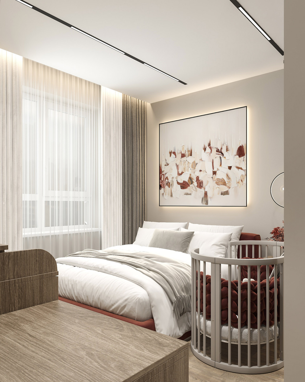 Интерьер спальни для квартиры в ЖК "Viktory Park"