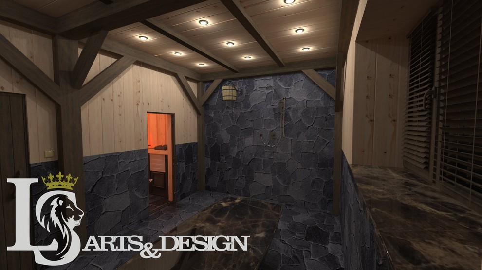 Баня из кедра с имитацией норвежской рубки