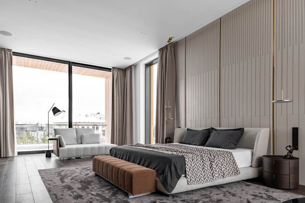 Двухэтажный загородный дом в современном стиле с глиняными акцентами