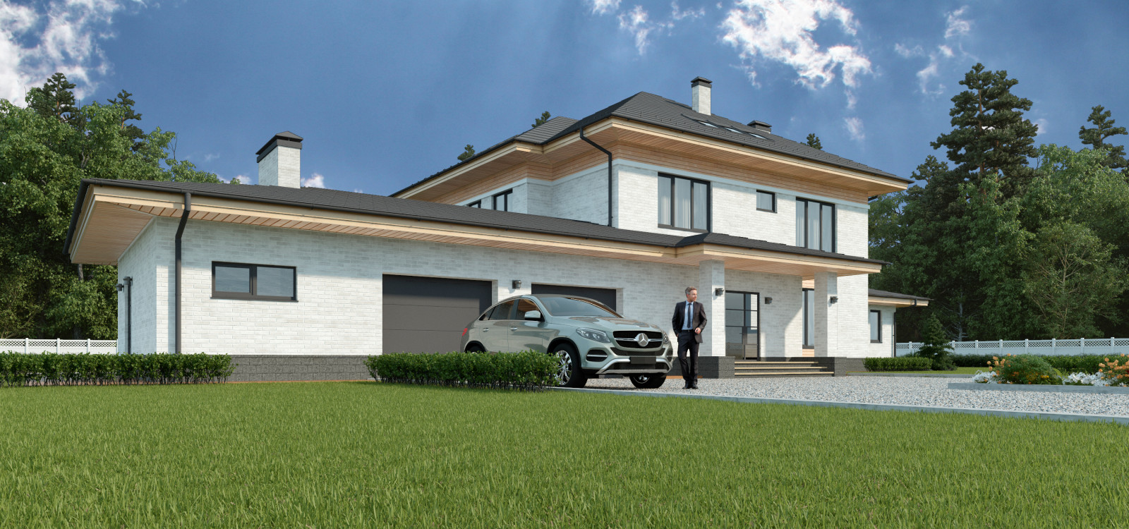 Обложка проекта: Загородный коттедж в стиле Райт